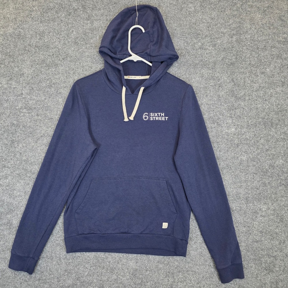 Marine Layer Hoodie Men S Navy Blue Sixth Street Graphic Pullover Sweatshirt
